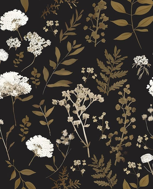 Laatse Dark Floral Wallpaper Peel and Stick Boho Wallpaper 17.5in x 393in by Laatse
