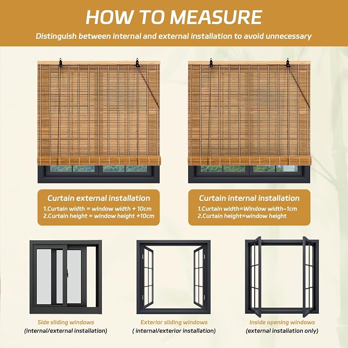 Bamboo Roman Shades Blinds for Windows - Image 7