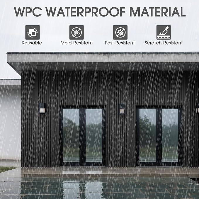 WPC Slat Wall Panels 16 Pack 48" x 6.6", Waterproof Fluted Wall Paneling - Image 3