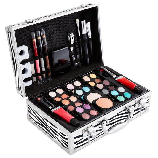 Makeup Kit Gift Set – 79 Piece - 32 Eye Shadows, 2 Blushes, 2 Lip Glosses, 2 Lipsticks, 2 Eye Liner Pencils, 1 Lip Liner Pencil, 1 Mascara - Case with Carrying Handle