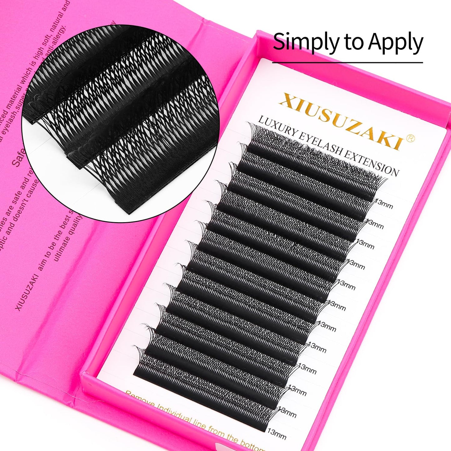 Lash Extensions Double Tips 3D Eyelash Extensions W Shape 0.07mm Thickness D Curl 9mm Premade Fans Easy Fan Volume Matte Black Crisscross Eyelashes(W-3D-Double Tips-0.07-D,9mm)