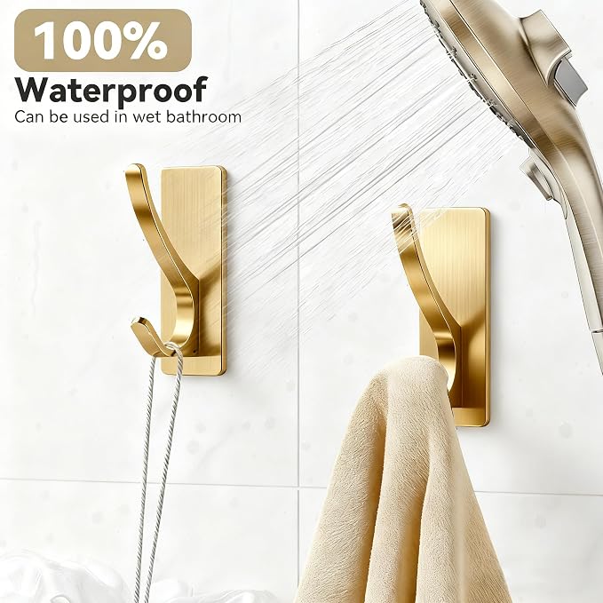 pickpiff Brushed Gold Self Adhesive Coat Hooks - Image 3