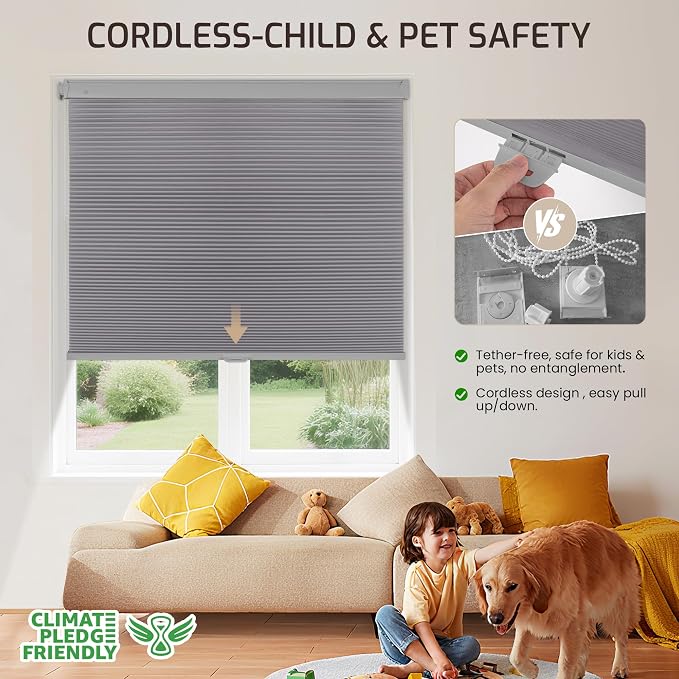 Grandekor No Tools No Drill Cordless Cellular Shades, UV Protection Privacy No - Image 4