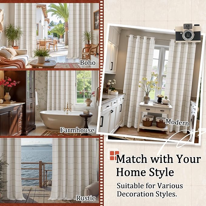 Lajode Brown Plaid Patterned Curtains Thermal Insulated - Image 8