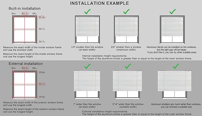 YIIBAII Mini Blinds Suitable for 26" W x 64" H Windows 1" Aluminum Horizontal - Image 7