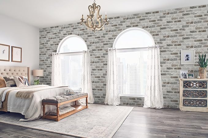 Guvana 17.3"×394" Brick Wallpaper Grey and Brown Self Adhesive Wallpaper 3D - Image 6