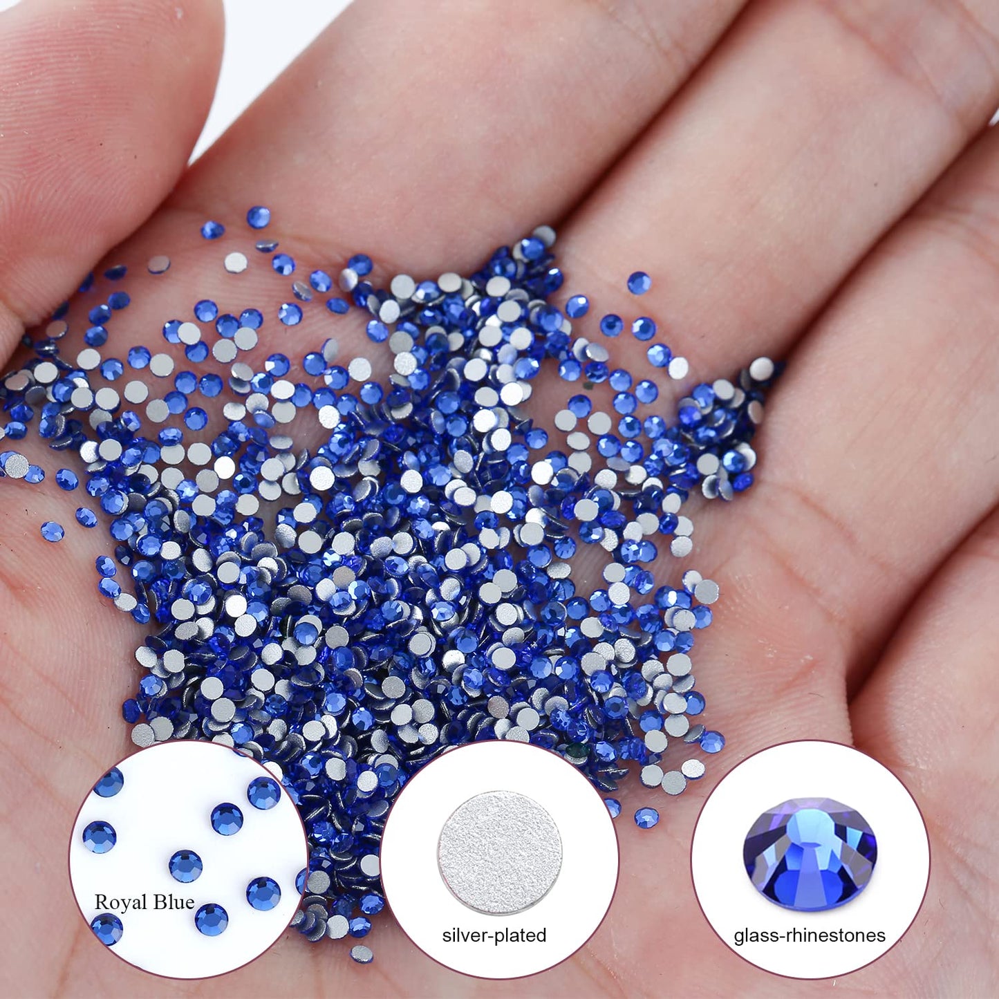 1440Pcs Blue Crystal Rhinestones,Glass Flatback Rhinestones Gemstones Small for Nail Face Makeup Art Crafts Clothes Decoration -(SS6,2.0mm,Blue)