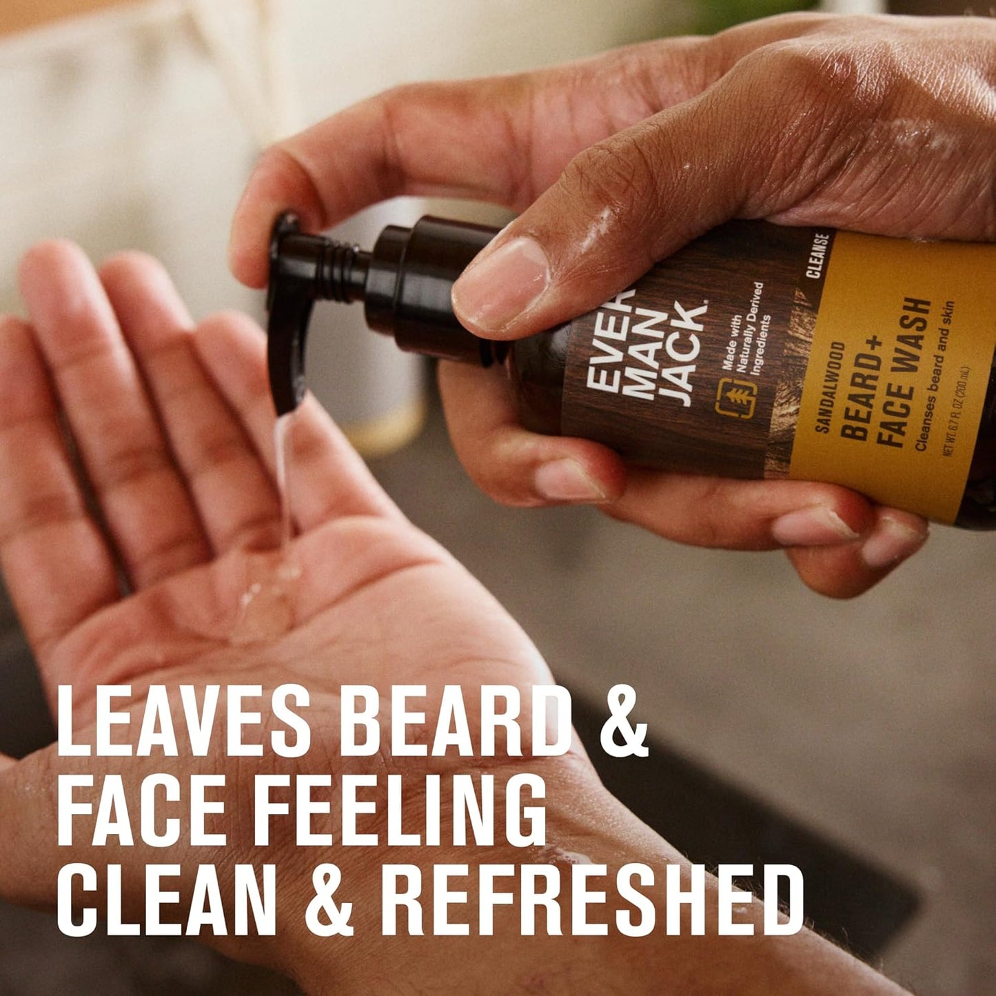 Every Man Jack Beard + Face Wash - Subtle Aged Bourbon Fragrance - Cleans and Helps Condition and Soften Your Beard and Skin Underneath - Naturally Derived with Aloe and Glycerin- 6.7 fl oz (2 Pack)