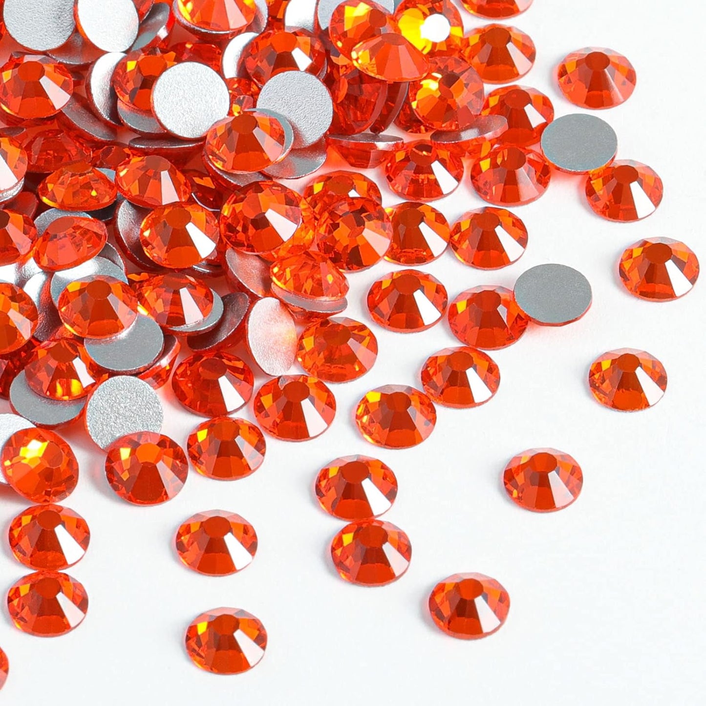 beadsland Flat Back Crystal Rhinestones Round Gems, Orange (2.7-2.8mm) SS10/1440pcs