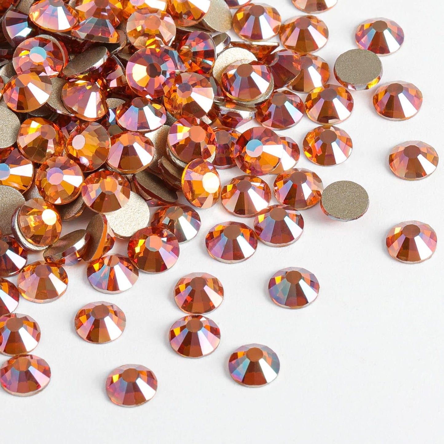 Beadsland 1440 Pieces Flat Back Crystal Rhinestones Round Gems,Amber,SS8,2.3-2.5mm