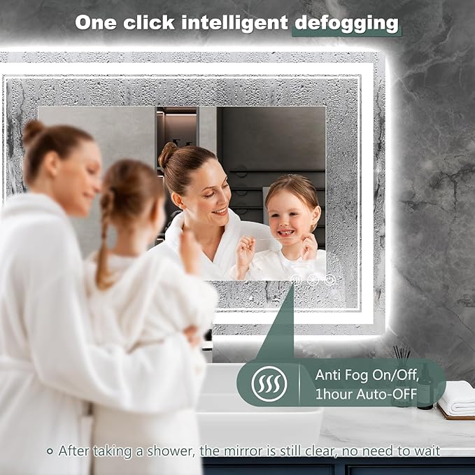 72x40 Inch LED Bathroom Mirror - Image 4