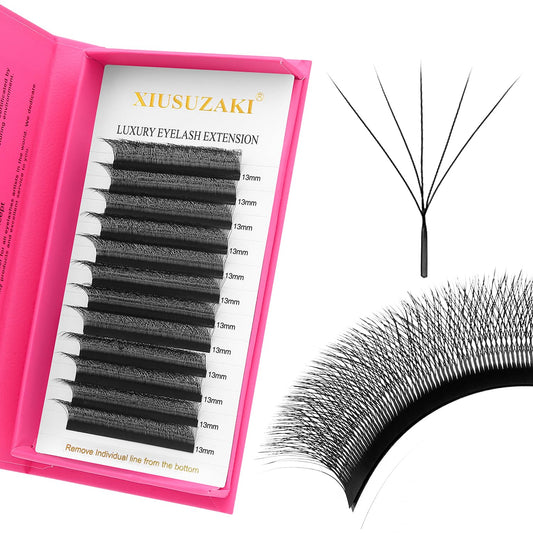 Lash Extensions 5D Eyelash Extensions W Lashes 0.07mm Thickness D Curl Lashes Mix 8-15mm Soft Lash Trays Volume Lash Extension Natural Matte black False Eyelashes Professional Use(W-5D-0.07-D,8-15mm)