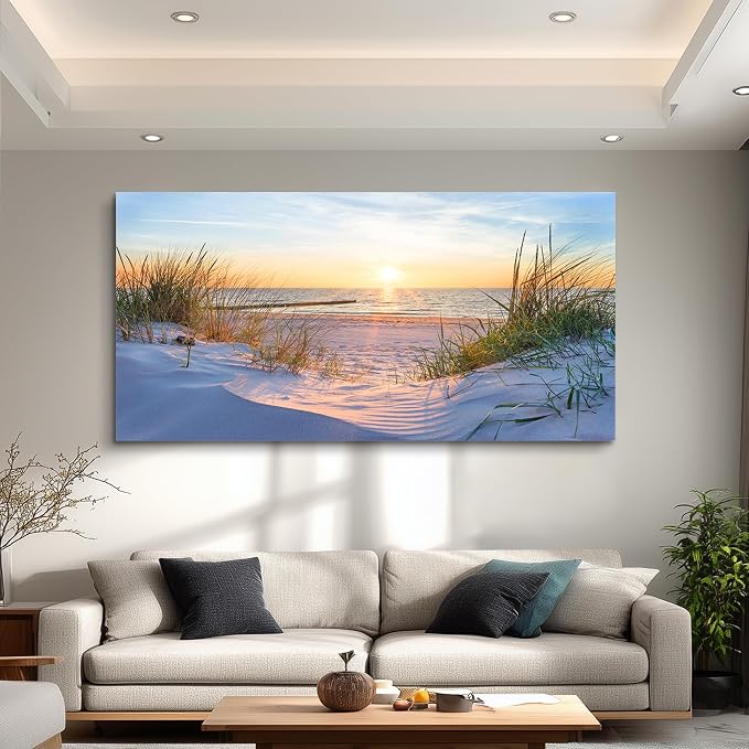 Wall Art For Living Room Large Size Wall Decorations Pictures Blue Sun Beach - Image 4