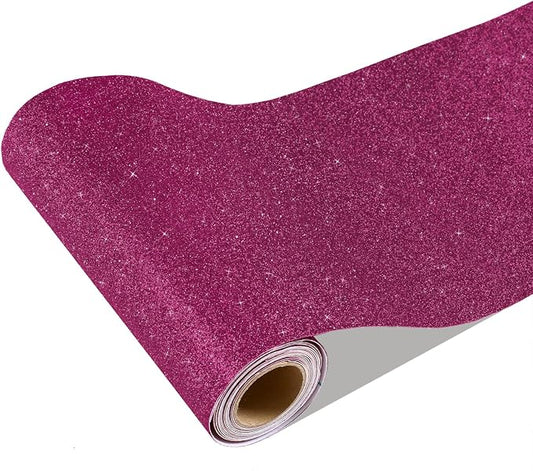 CRE8TIVE Deep Pink Glitter Wallpaper Border 8"x354" Shiny Glitter Wallpaper by CRE8TIVE