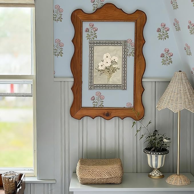 17.3"× 590.5" Vintage Blue Floral Wallpaper Peel and Stick Boho Wallpaper - Image 4