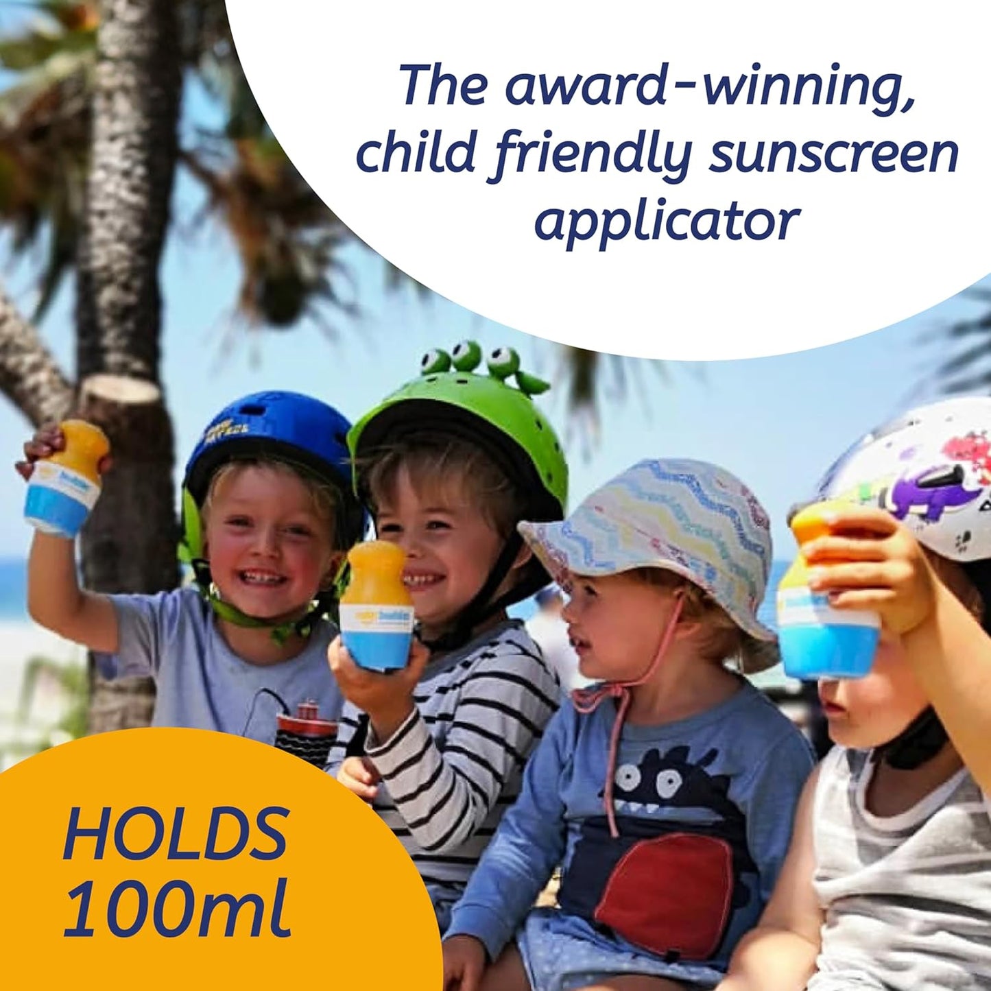 Solar Buddies Bag Bundle & Carabina Clip - Full Blue - Refillable Roll on Sponge Sunscreen, Suncream & Lotion Applicator For Kids, Adults & Families - Holds 3.4fl oz, Perfect Size for Travel