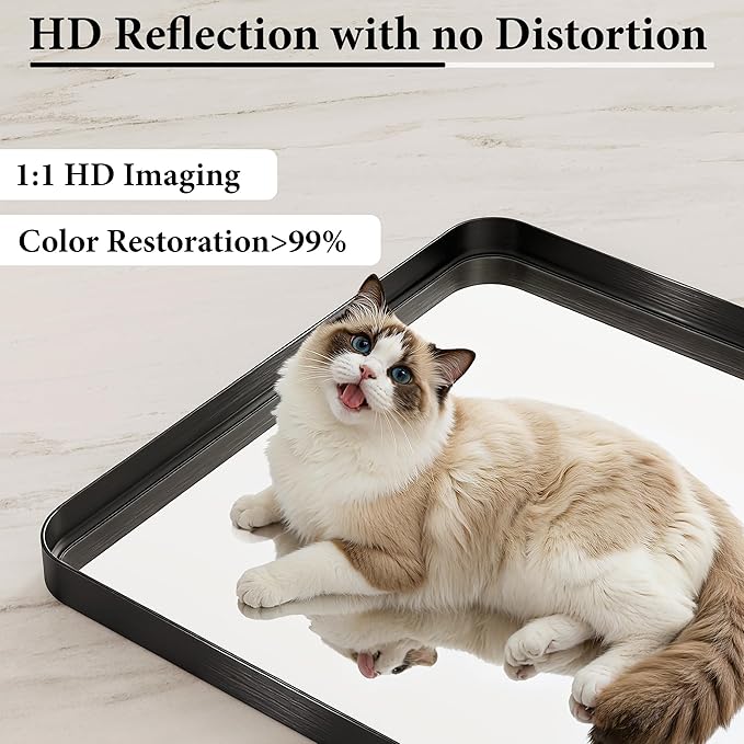 48X32 Inch Metal Black Framed Bathroom Mirror - Image 2