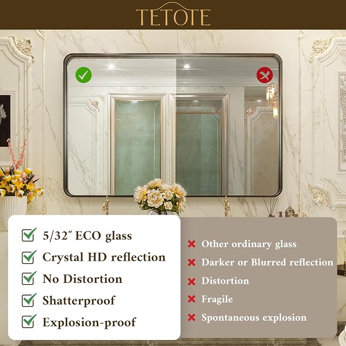 TETOTE 24 x 36 White Frame Mirror - Image 3