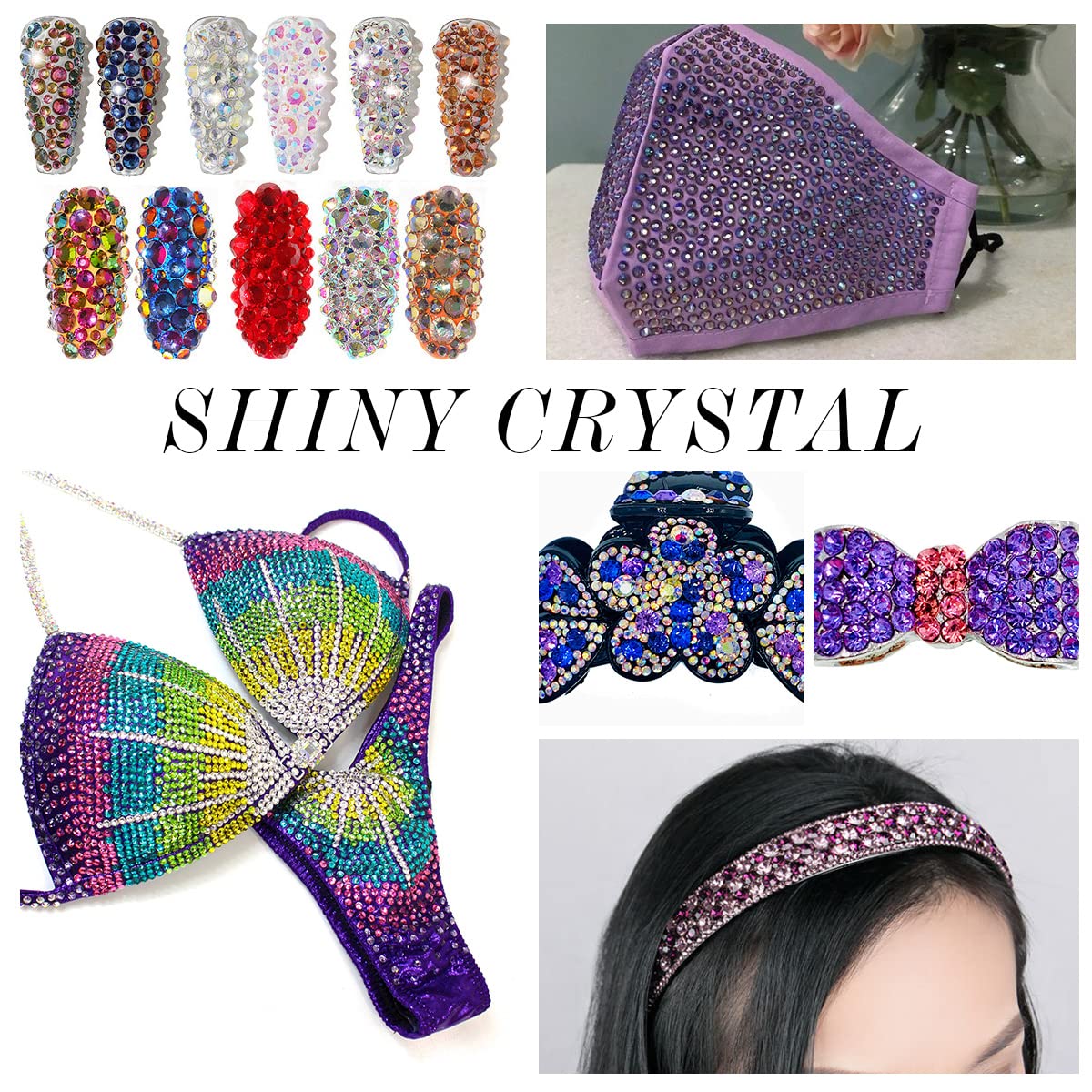 1440Pcs Light-Purple Ab Crystal Rhinestones,Glass Flatback Rhinestones Gemstones Small for Nail Face Makeup Art Crafts Clothes Decoration-(SS10,2.8mm,Light-Purple Ab)