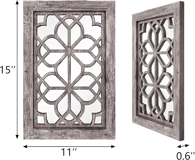 Set of 2 11x15 Inch Rectangular Shatterproof Brown Decorative Wall Mirrors - Image 2