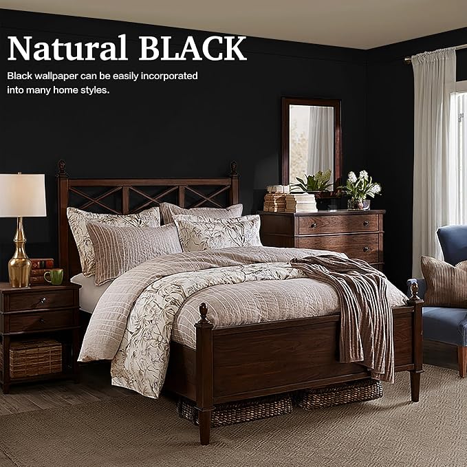 Dimoon 118''x17.7'' Black Peel and Stick Wallpaper Contact Paper Modern Self - Image 6