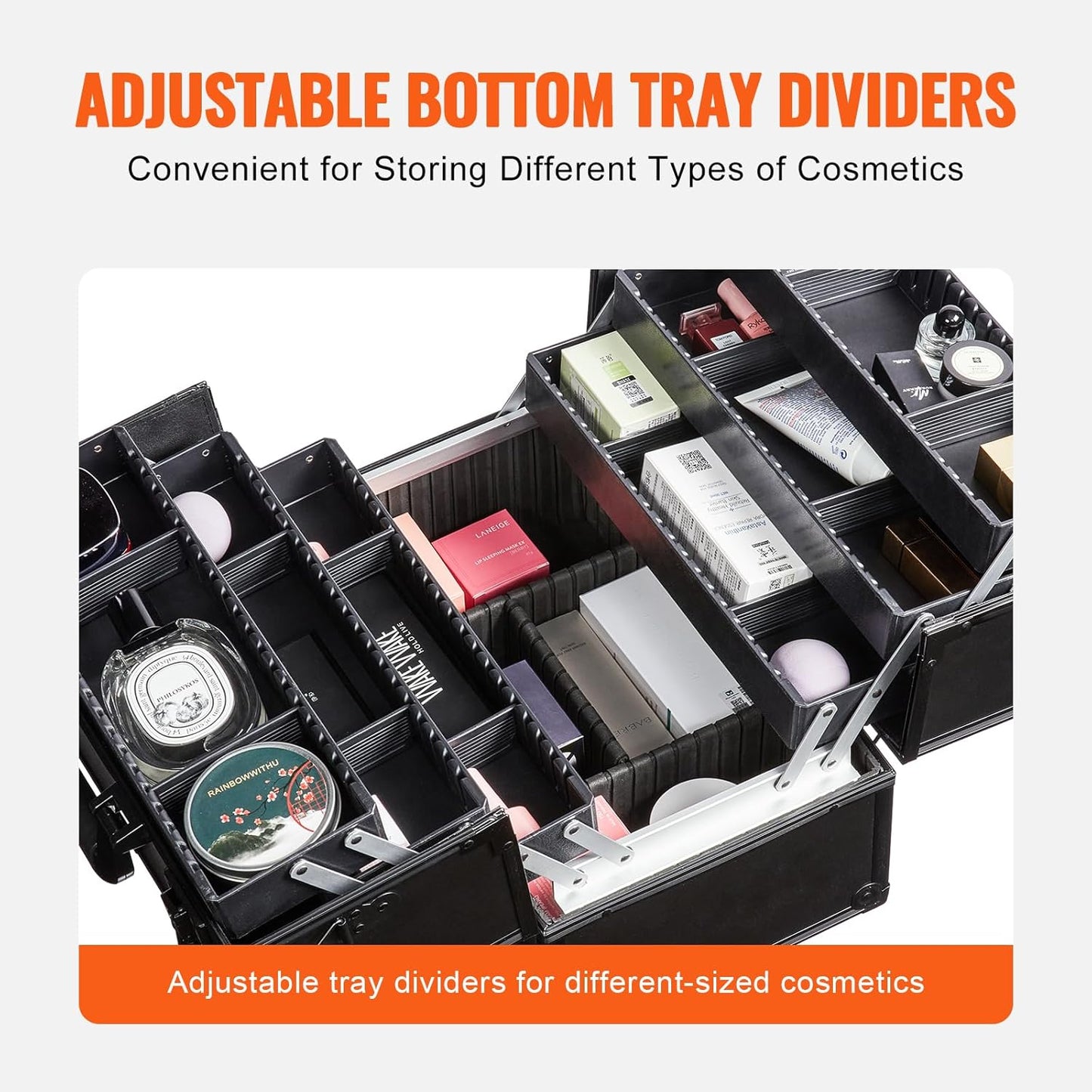 VEVOR Makeup Train Case Professional Makeup Storage Organizer Box Make Up Carrier for Women and Girls