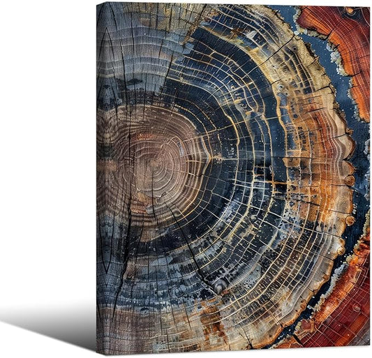 Vintage Trendy Abstract Tree Ring Wall Art Modern Colorful Nature Poster 08x10 by Medpol