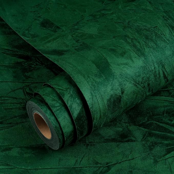 YENHOME Emerald Green Peel and Stick Wallpaper 17.7"X118" Green Wallpaper Stick by Yenhome