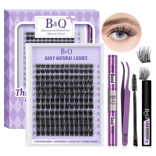 B&Qaugen Lash Clusters Kit Natural Lash Extension Kit for Beginners Z14 156 PCS Wispy Eyelash Extension Kit 8-18 Mixed Cluster Eyelash Extensions Kit D Curl Diy Lash Extension Kit at Home（kit，Z14）