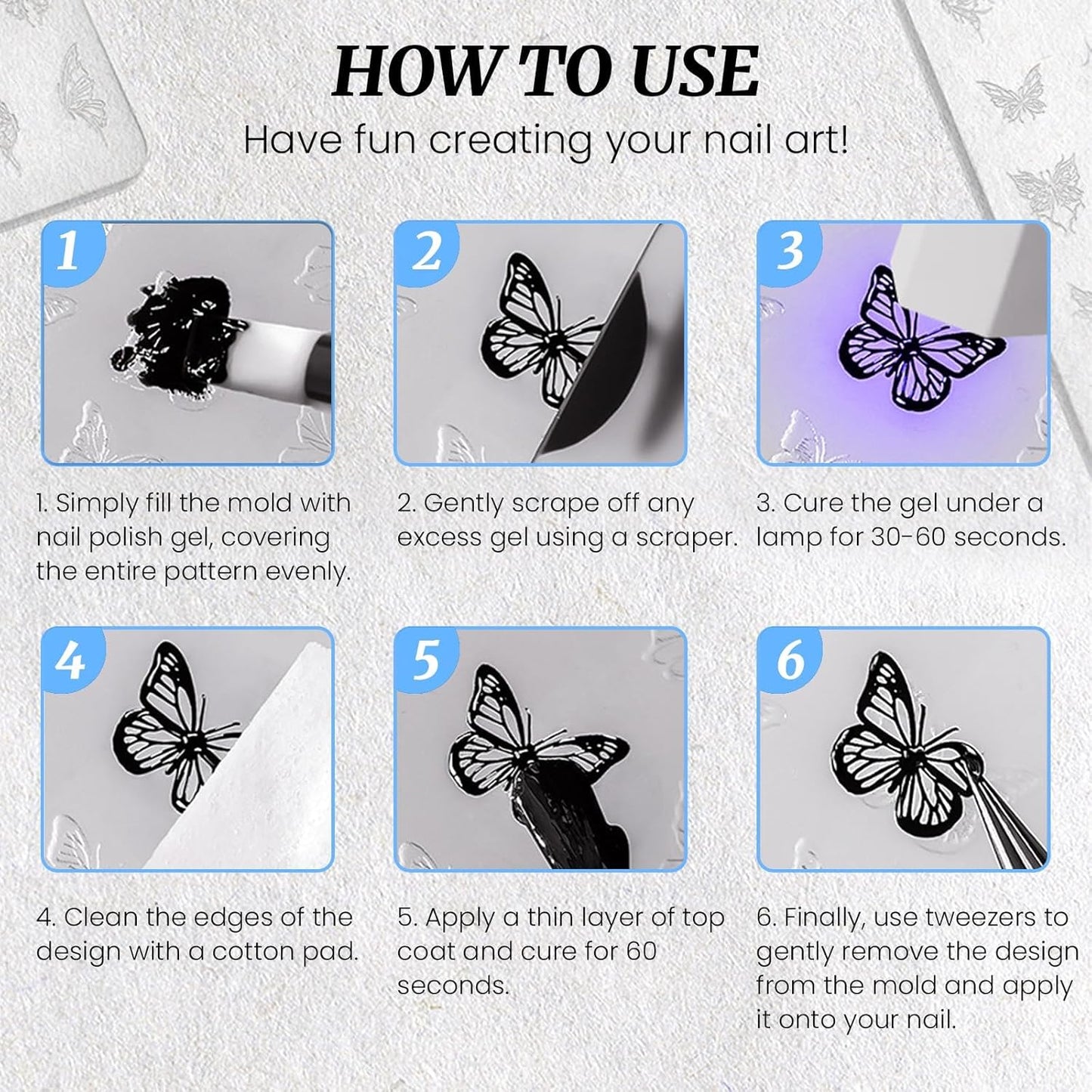 Nail Art Silicone Template, Bow Tie 3D Nail Decoration Mould for Precise Embossed Butterfly Patterns, Silicone Material, Boho Style, Indoor Use, 1 Count