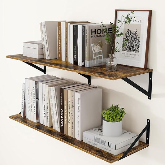 Heimlove Deep Floating Shelves for Wall, 36W x 12D Wood Wall Shelves Set of 2 by Heimlove
