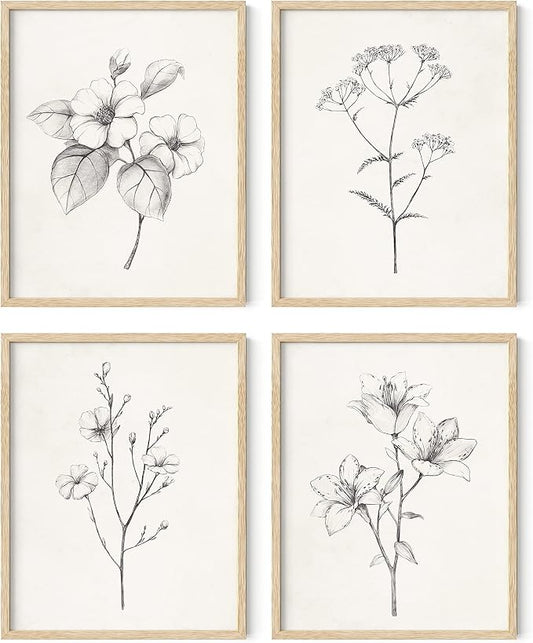 HAUS AND HUES Grey Floral Wall Art by HausandHuesArtPrints