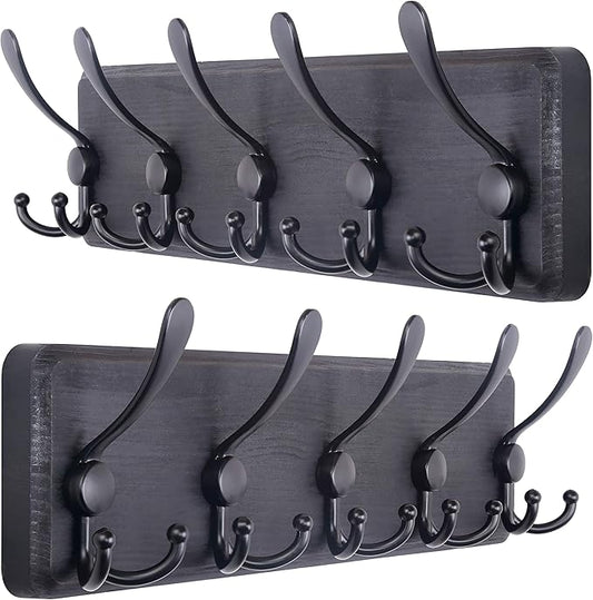 SKOLOO Rustic Wall Mounted Coat Rack: 16" Stud Spacing, Pine Real Wood Plank by SKOLOO