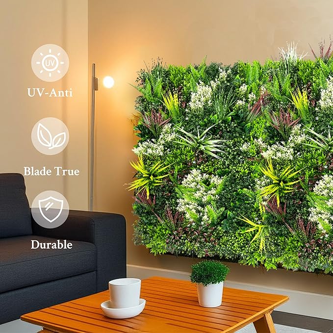 ODTORY Artificial Plant Wall Panels: 50"×120" UV-Anti Faux Grass Wall Backdrop - Image 3