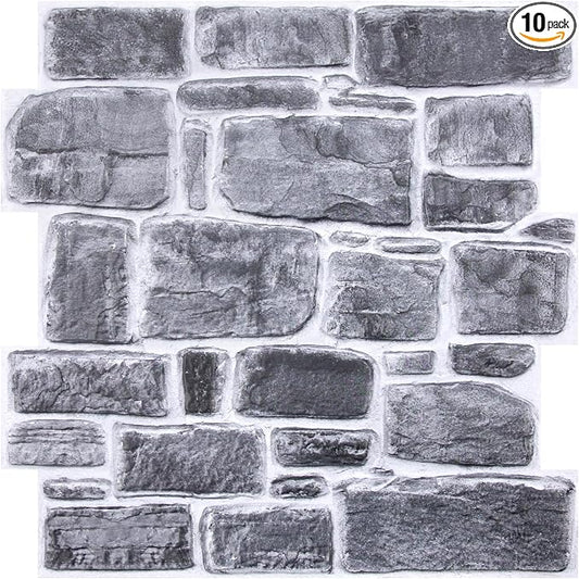 Commomy 3D Faux Stone Wall Panel Peel and Stick Wall Tiles by CommomyDecor