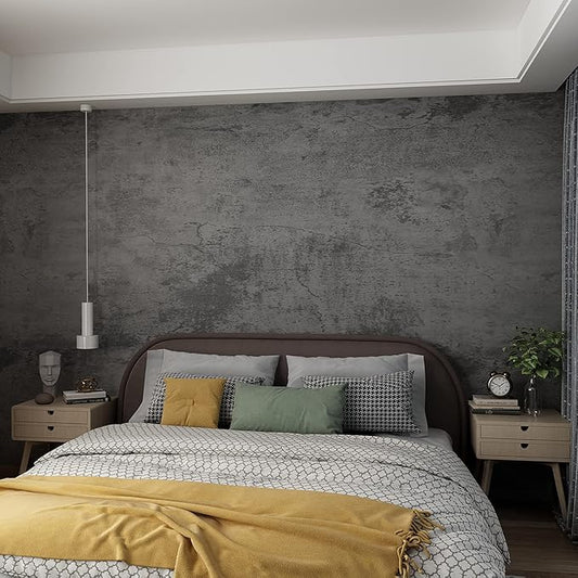 3yecao 16"×1181" Extra Thick Large Size Blue Grey Concrete Wallpaper Peel and by 3YECAO