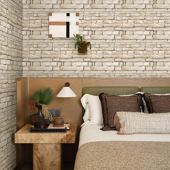 3D Peel and Stick Faux Stone Wall Panels 11.8" x 11.8" 10-Pack, Stone-Look Wall - Image 2