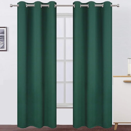 LEMOMO Dark Green Blackout Curtains/42 x 84 Inch/Set of Two Panels Grommet by Lemomo