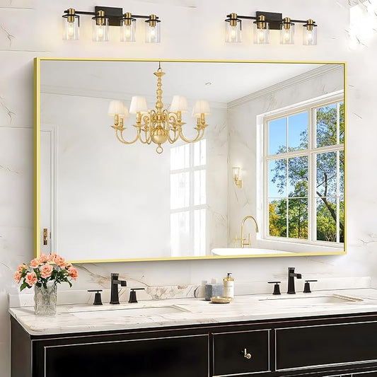 KOCUUY Large Gold Bathroom Mirror, 55x36 inch Rectangular Mirror by KOCUUY
