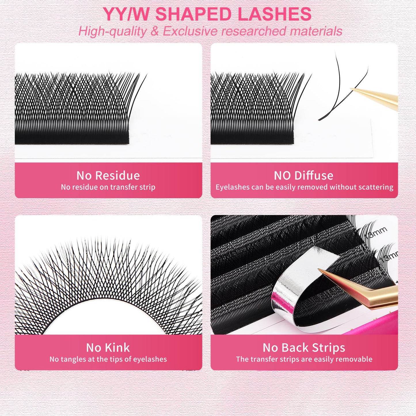 YY Lash Extensions Supplies Y Eyelash Extensions 0.07mm Thickness D Curl 15mm Premade Fans 4D Russian Volume Matte Black 12 Rows Crisscross Eye Lashes(YY-0.07-D,15mm)