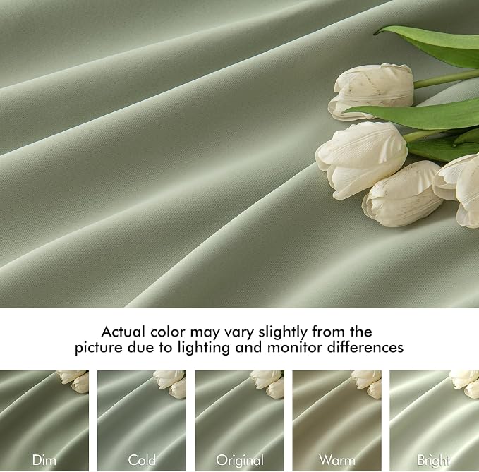 MIULEE Sage Green Back Tab Blackout Curtains 84 Inch Length 2 Panels Set - Image 8