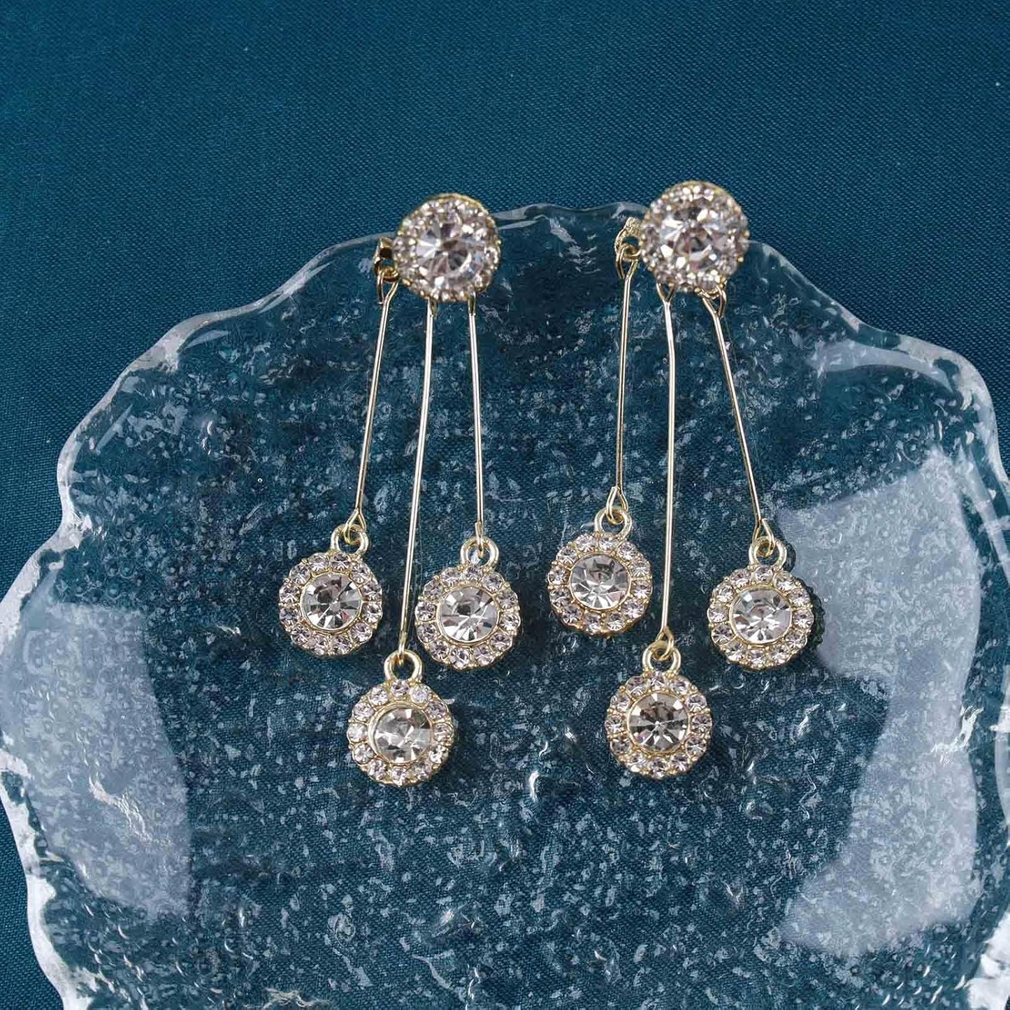 Vintage Crystal Chandelier Drop Earrings Rhinestone Ball Dangle Earrings Gold Rhinestone Stud Earrings Sparkle Bridal Chandelier Earrings Jewelry for Women