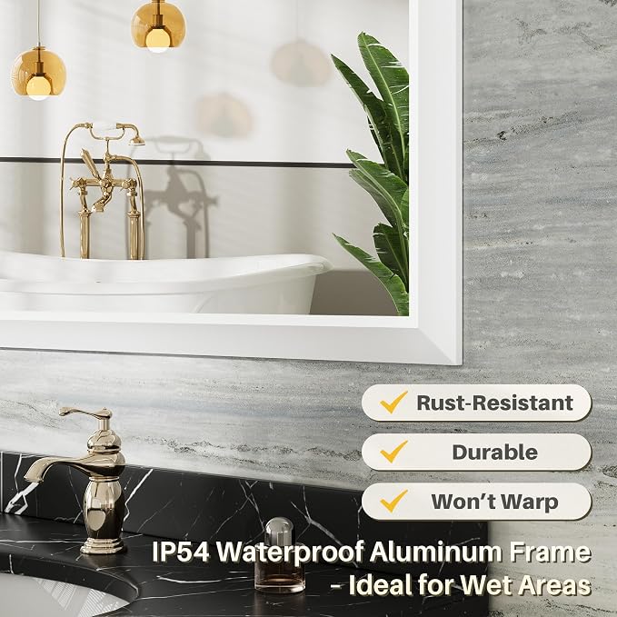 24x30 Inch White Bathroom Mirror - Image 3