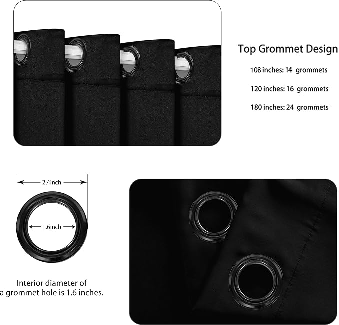 BONZER Room Divider Curtain Grommet Thermal Insulated Wide Blackout Curtains - Image 3