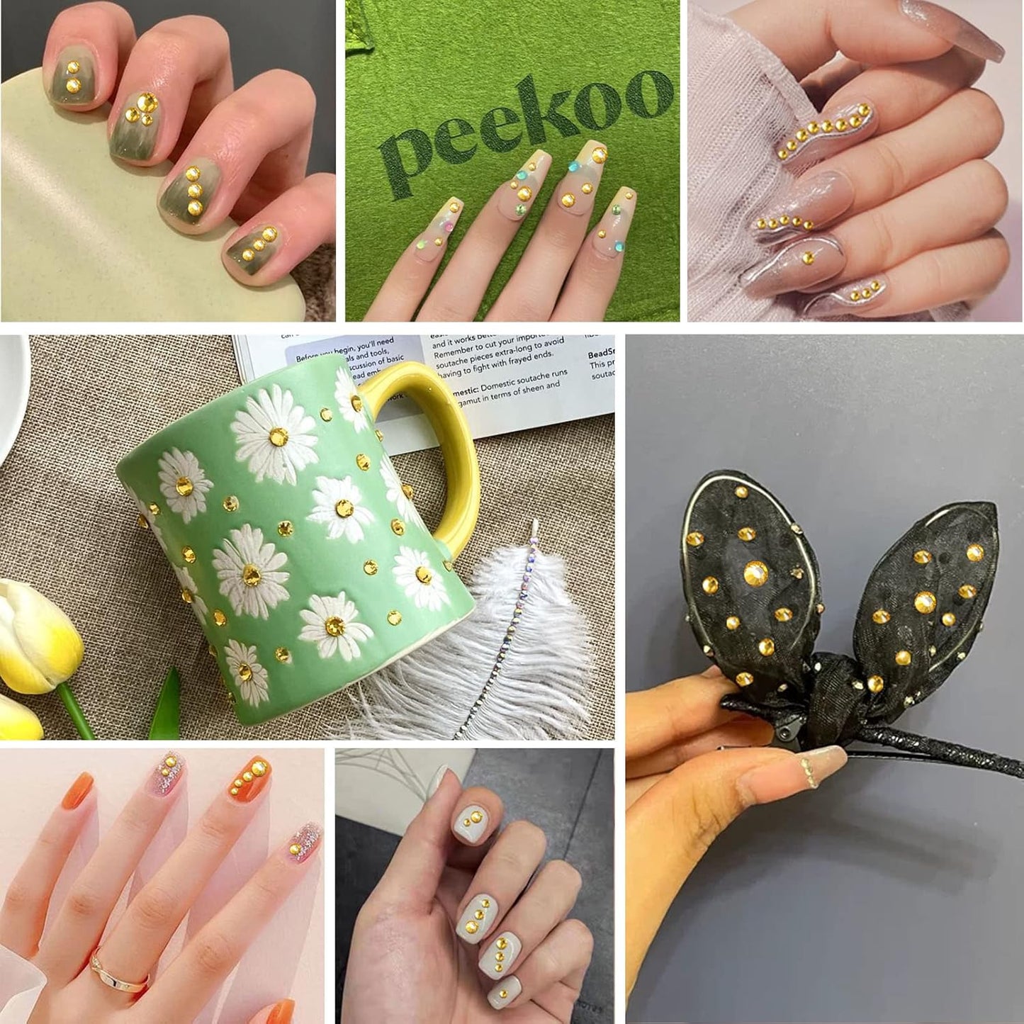 Beadsland 1440pcs Flat Back Crystal Rhinestones Round Gems for Nail Art and Craft Glue Fix, Topaz,SS20,4.6-4.8mm