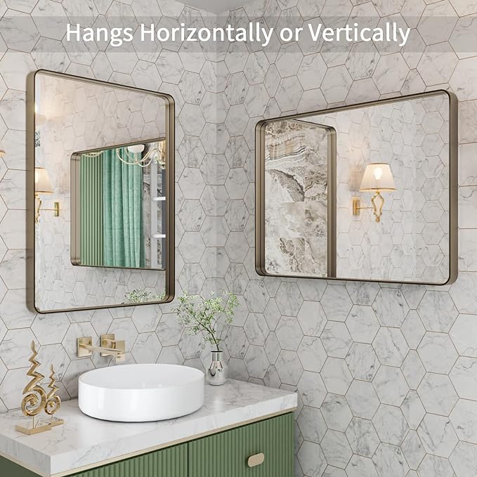 LOAAO 22”X30” Bronze Bathroom Mirrors - Image 3