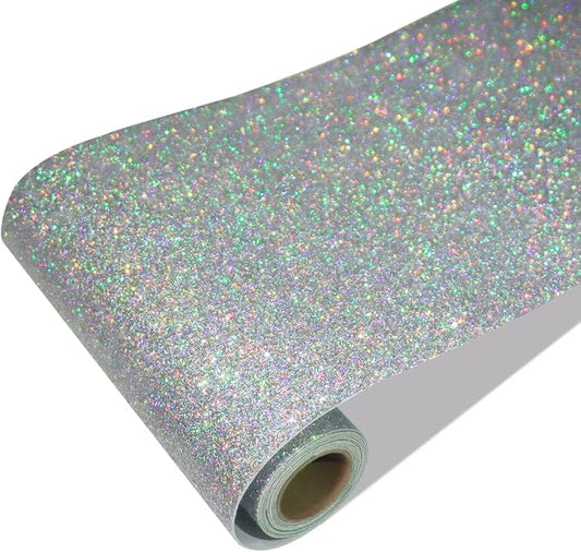 CRE8TIVE Silver Holographic Glitter Wallpaper Border Peel and Stick Wall by CRE8TIVE