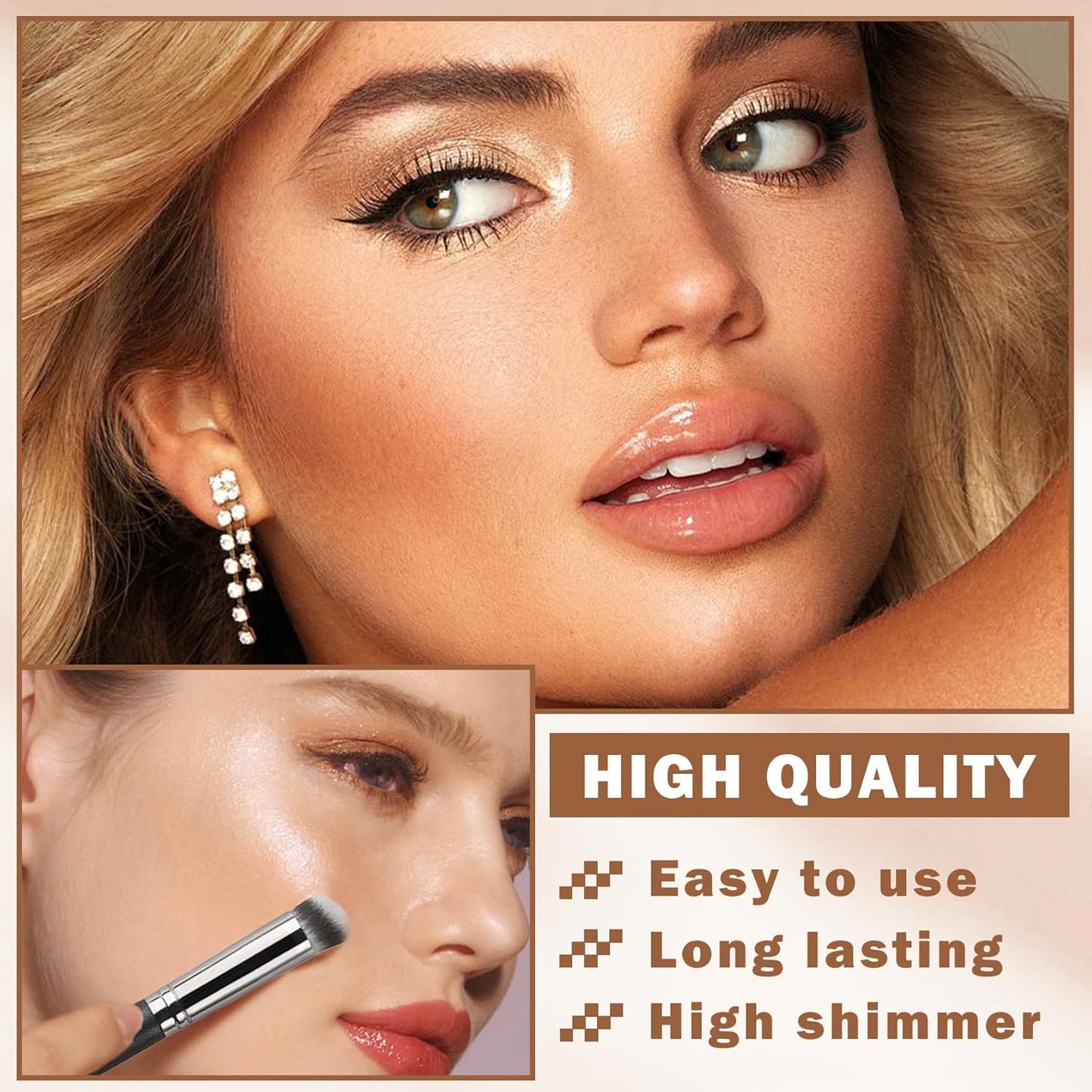 Contour Powder Highlighter Powder Contour Palette,2 In 1 Highlighter Contour Palette,Shimmer Powder Highlighter Matte Powder Contour Palette,Face Contorno Maquillaje-Warm Brown