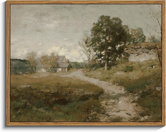 InSimSea Framed Canvas Wall Art Vintage Decor, Room Decor Rural Path Landscape by InSimSeaArt