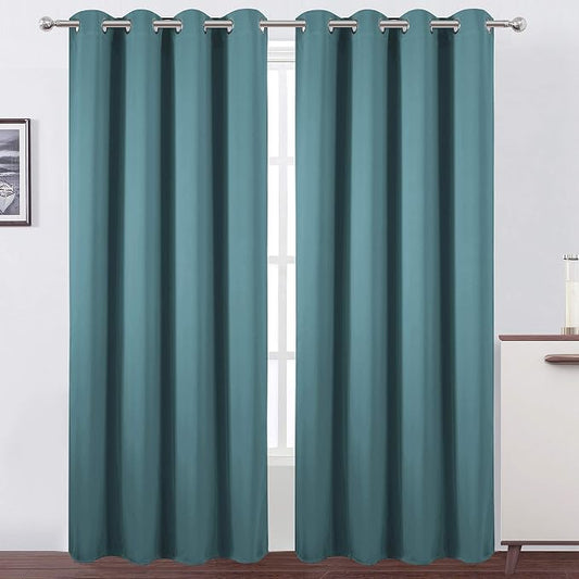 LEMOMO Sea Teal Thermal Blackout Curtains/52 x 95 Inch/Set of 2 Panels Room by Lemomo